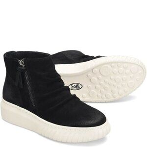 Sofft Portland Platform Booties Suede Leather Ankle Boots Black Size 9.5 NEW